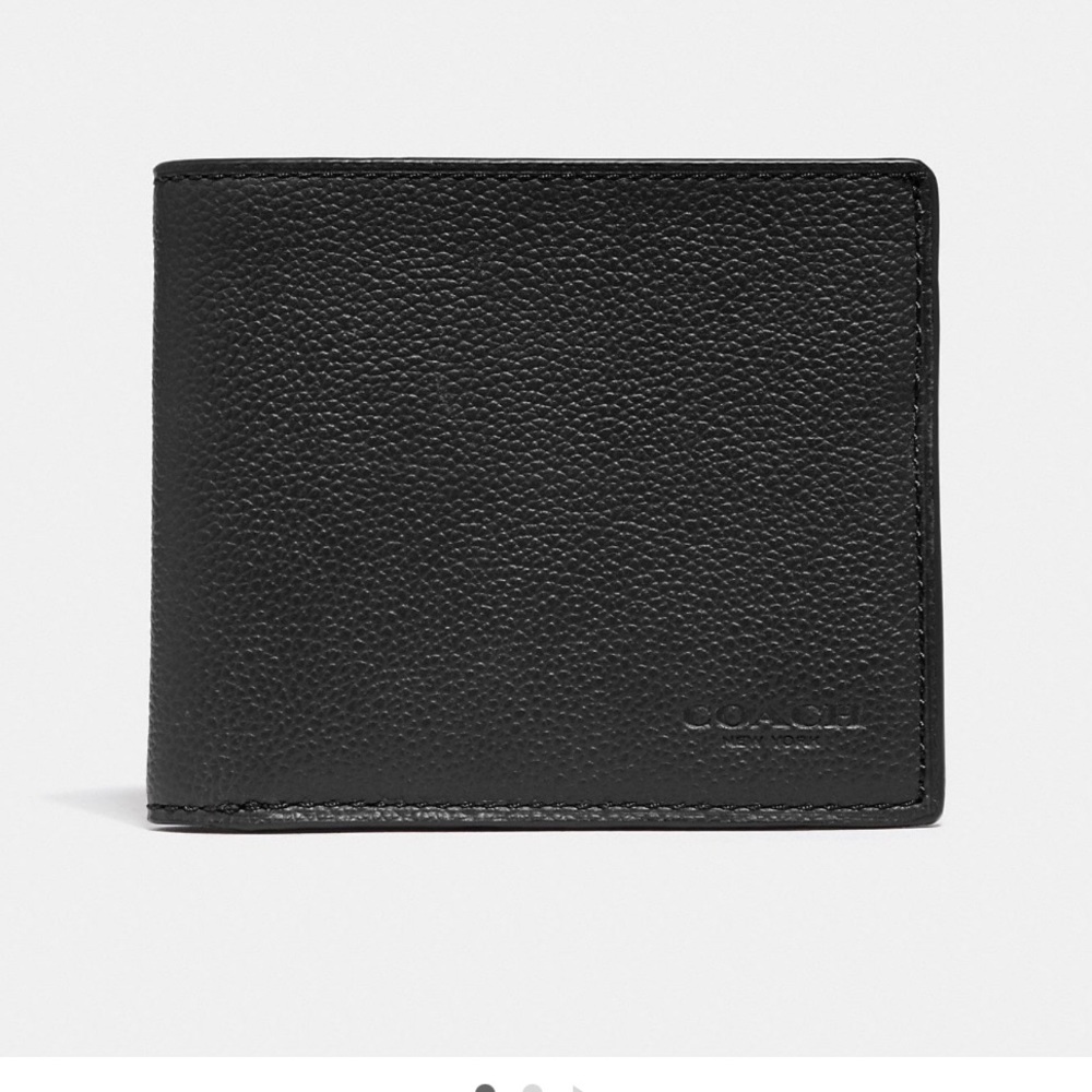 Coach Black ID Billfold Wallet Leather
